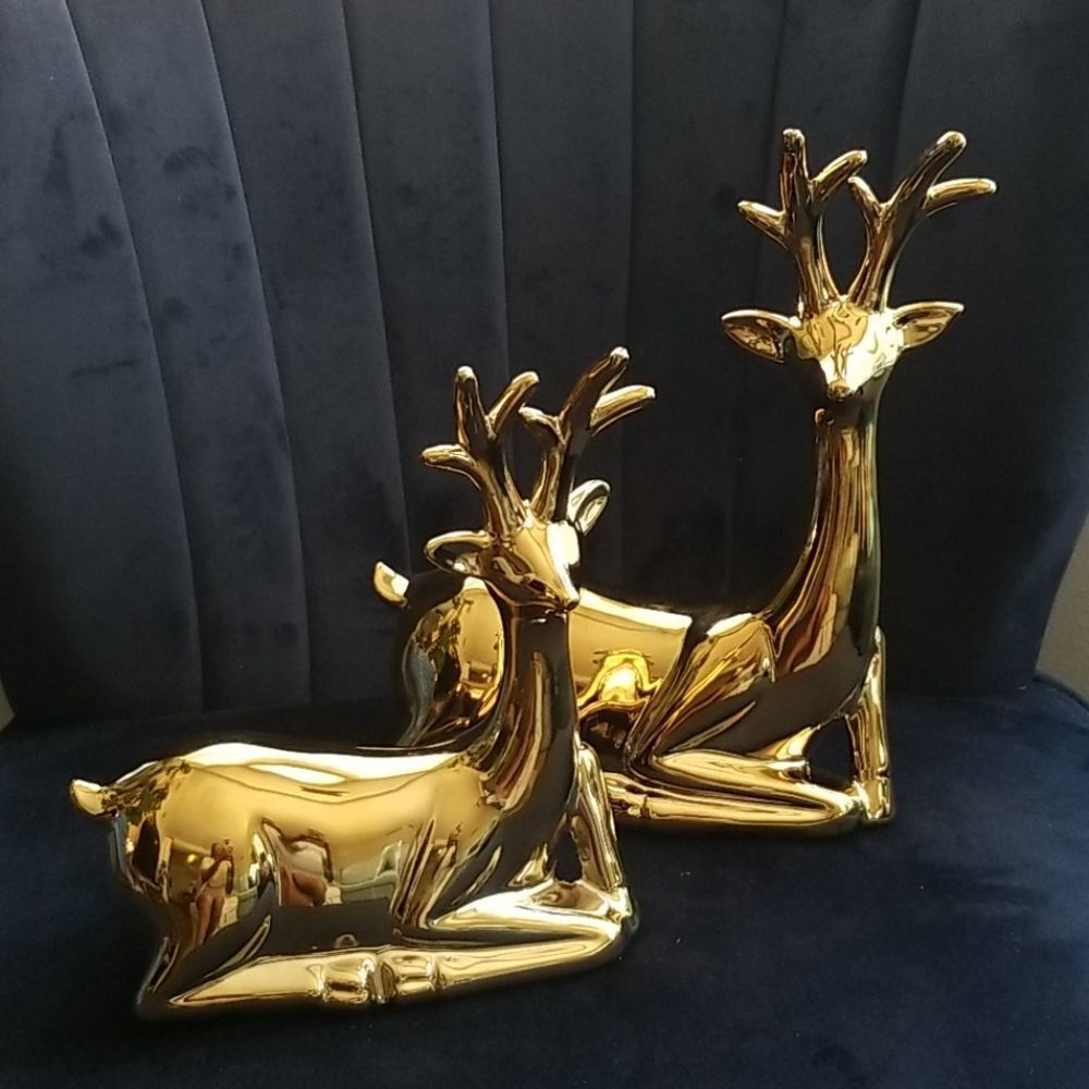 Gold Cermaic Reindeers